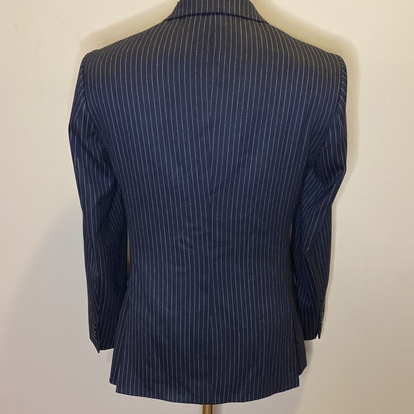 Topman Dark Navy Pinstripe Fully-Lined 2-Button Blazer (36 R) - Picture 5 of 7